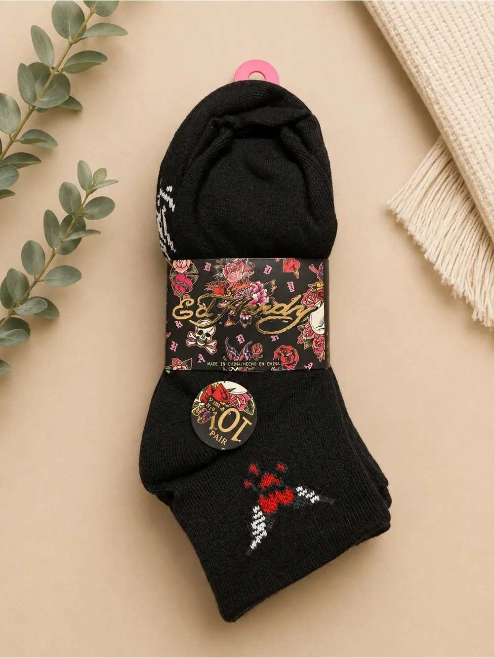 Ed Hardy Black 10 Pairs Quarter Socks